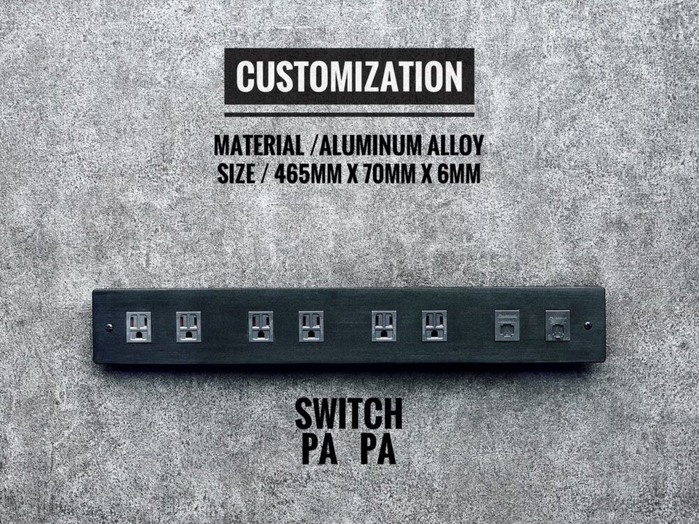 switchpapa鋁合金陽極黑附接地6插座＋網路電話