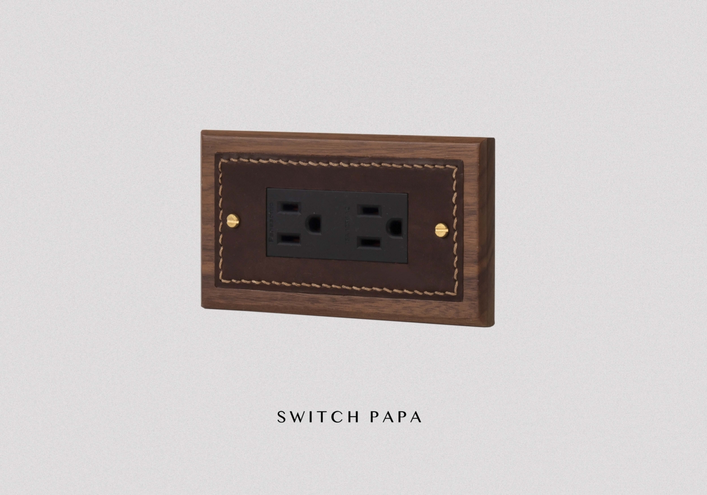 『 台日設計專利 』switchpapa 黑胡桃木植鞣革全彩開關插座系列